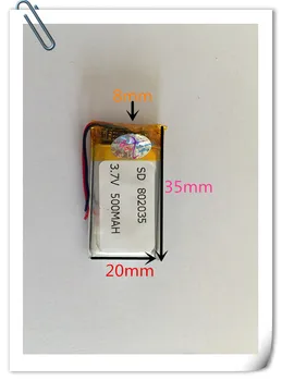 Veľkoobchod 10 ks 3,7 V 500mAh 802035 Lítium-Polymérová LiPo Nabíjateľná Batéria Pre Mp3, Mp4 PAD DVD DIY E-kniha bluetooth