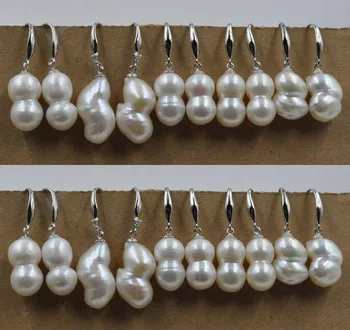 Veľkoobchod 10 Párov 9-11*16-19 mm Barokový pravých sladkovodných pearl náušnice Visieť