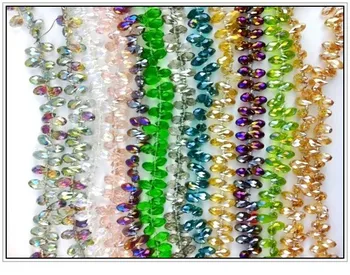 Veľkoobchod 100ks 6*12 mm Crystal Korálky Zmiešané Farby Tvárou Sklo Slza Korálky zobrazili kľúčové tlačidlá Pre Šperky, Takže Náramok Diy Korálky