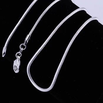 Veľkoobchod 10pcs/veľa strieborný náhrdelník reťaze,2mm 925 šperky, strieborné pozlátené had reťazca náhrdelník 16