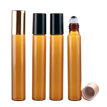 Veľkoobchod 15 mm*94mm 100Pieces/Lot 10 ML Roll Na Prenosné Amber Sklo Naplniteľné Parfum Fľašu Vyprázdniť Esenciálny Olej Prípade