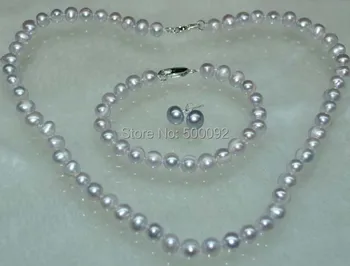 Veľkoobchod 15 sady, 7-8mm reálne sladkovodné perlový náhrdelník & náramky poštovné zadarmo