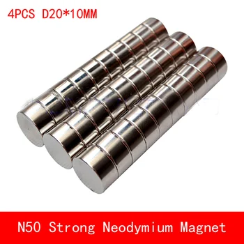 Veľkoobchod 4PCS D20*10 mm kolo N50 Silná magnetická sila vzácnych zemín Neodýmu magnet priemer 20X10MM