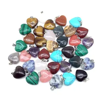 Veľkoobchod 50pcs/veľa Farebné Módne Kamenné Srdce Charms prívesky pre DIY šperky robiť Kvalitné 16 mm Srdcia