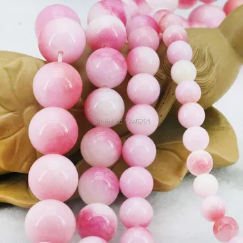 Veľkoobchod 6 8 10 12 mm Ružová Peach Blossom Chalcedony Voľné Kameň Šperky Robiť Dizajn Vianočné Darčeky, Kvety DIY Korálky 15inch