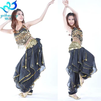 Veľkoobchod, Brušný Tanec Kostým Nastaviť Farby 2 ks Podprsenka a Nohavice Indickej Výkon Bollywood Oblečenie Halloween Kostým Orientálna Šifón