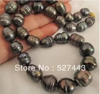 Veľkoobchod doprava zadarmo >>Najušľachtilejšie AA+ 12-13 mm black barokový perlový náhrdelník 18