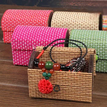 Veľkoobchod Drevené Šperky Krabice na Šperky Organizátor Remeslá,Krásna Malá Veľkosť Kreatívy Bambusu Úložný Box Gils tvoria Ženy