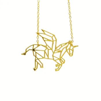 Veľkoobchod hot predaj módnych Lietajúci Jednorožec náhrdelník Ženy Zvierat Geometrické Jednorožec náhrdelník Šperky darček zlato strieborná farba