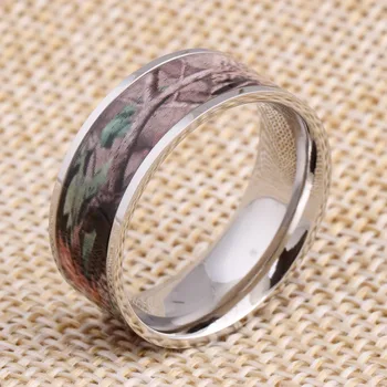 Veľkoobchod Jednoduchý a Elegantný Nerezový Krúžok s Wood Design Mužov Promise Ring