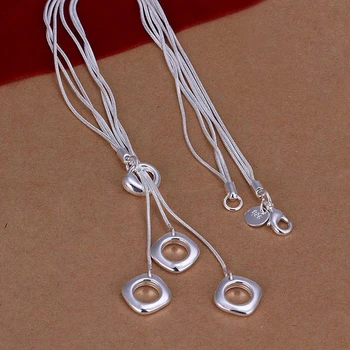 Veľkoobchod jemné 925-sterling-strieborný náhrdelník módne šperky reťazca 3line&námestie náhrdelníky & prívesky ženy muži golier SN153