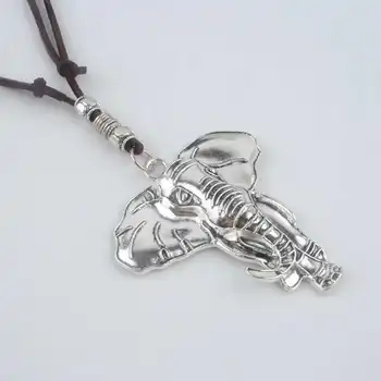 Veľkoobchod Maxi náhrdelník collier ženy šperky collares Vintage náhrdelník Slon prívesky Láska choker Ženy Kožený Náhrdelník