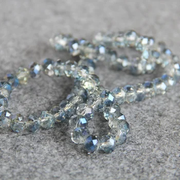 Veľkoobchod Nový 6*8 mm Tvárou Blue AB+ farebné sklo Krištáľové perly kameň korálky voľné Kovanie 15inch DIY Šperky robiť dizajn