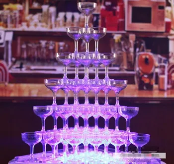 Veľkoobchod pohár veža svadobné rekvizity party dekorácie plastové šampanského pohára šampanské poháre na víno fire veža svadobné party dodanie