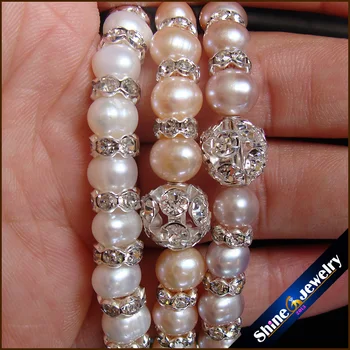 Veľkoobchod prírodné sladkovodné perly ručné pletenie CZ dištančné náramok šperky doprava Zadarmo