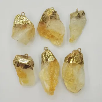 Veľkoobchod Prírodné žlté quartz stone prívesky Nepravidelného tvaru prívesky charms prívesky Veľkoobchod 6pcs/veľa doprava zadarmo