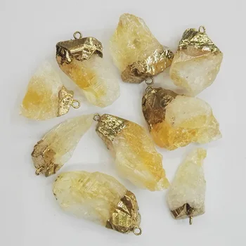 Veľkoobchod Prírodné žlté quartz stone prívesky Nepravidelného tvaru prívesky charms prívesky Veľkoobchod 6pcs/veľa doprava zadarmo