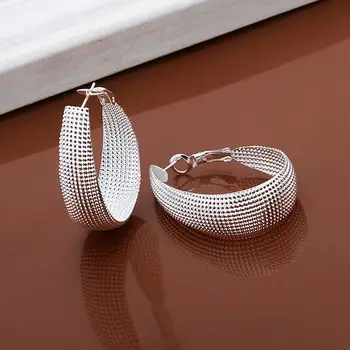 Veľkoobchod Vysoko Kvalitné Šperky 925 šperky, strieborné pozlátené Ploché U web Náušnice pre Ženy, najlepší darček SMTE064