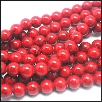 Veľkoobchod červený kameň charmings šperky komponentov alebo fitings kolo guľa veľkosti 4 mm 6 mm 8 mm 10 mm 12 mm