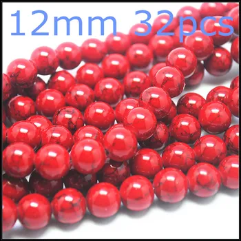 Veľkoobchod červený kameň charmings šperky komponentov alebo fitings kolo guľa veľkosti 4 mm 6 mm 8 mm 10 mm 12 mm