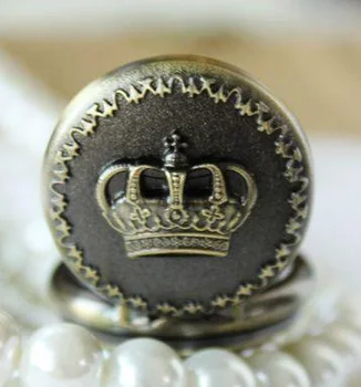 Veľkoobchodná cena dobrá kvalita nové bronzové malej veľkosti antickej klasická koruny vreckové hodinky náhrdelník s reťazca hodinu