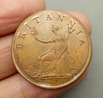 Veľká Británia 1/2 Half Penny 1807 George III 4. vydanie Červená Meď Kópie Mincí