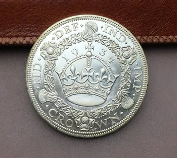 Veľká Británia 1 Koruna - George V 'Veniec' Koruny 1934 Mosadze Pozlátené Striebro Kópiu Mince