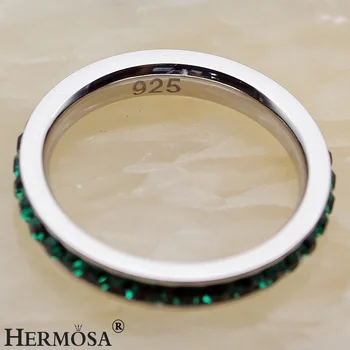 Veľká Podpora Lesklé Kolo Zelený Turmalín Hermosa Šperky Krúžok 925 Sterling Silver New Horúce Strany Prstene Pre Ženy, Veľkosť 7# 8#