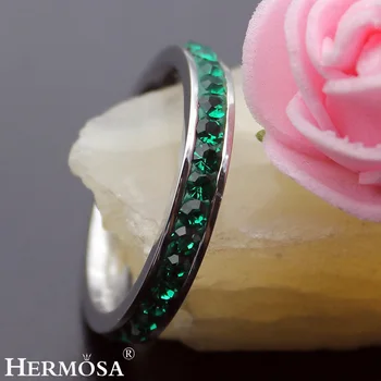 Veľká Podpora Lesklé Kolo Zelený Turmalín Hermosa Šperky Krúžok 925 Sterling Silver New Horúce Strany Prstene Pre Ženy, Veľkosť 7# 8#