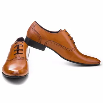 Veľká veľkosť EUR45 hnedé opálenie / čierne / hnedé pánske šaty topánky pravej kože oxford business topánky pánske svadobné topánky