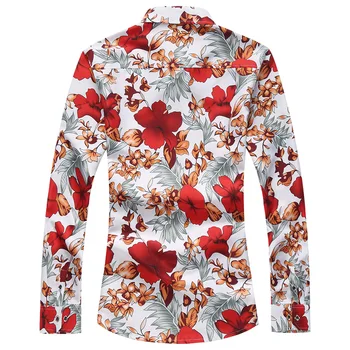 Veľká veľkosť jeseň farbu Kvetu tričko pánske ležérne módne dlhý rukáv košele pánske vysoko kvalitné bavlnené košele mužov plný size7XL