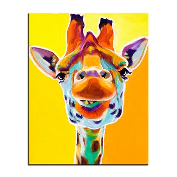 Veľká veľkosť Tlače Olej Maľby Nástenné maľby žirafa slnečnice Domov Dekoratívne Nástenné Art Obrázok Pre Obývacia Izba paintng Č Rám