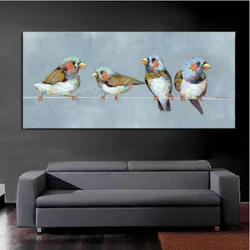 Veľké 1Peice Plátno Umenie Ručne maľované Abstraktné Vtákov olejomaľba Moderná obývačková Stena Dekor Zvierat Obrázky č Rámovanie