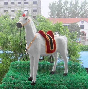 Veľké 50x45cm simulácia bielom koni model polyetylénu&kožušín, remeselné Figúrky&Miniatúr, dekorácie, hračky darček a2914