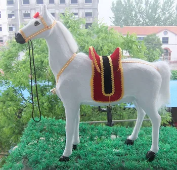 Veľké 50x45cm simulácia bielom koni model polyetylénu&kožušín, remeselné Figúrky&Miniatúr, dekorácie, hračky darček a2914