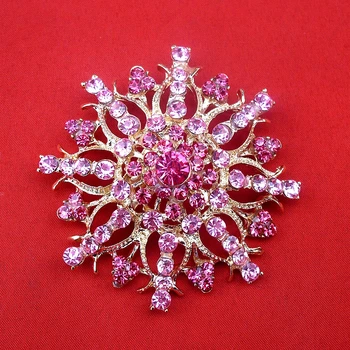 Veľké Elegantné, Elegantné Ružové Drahokamu Módne Šperky Hrubé Zlatenie Ženy Crystal Svadobné Brošňa Pin, Položka Č.: BH7466-P