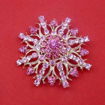 Veľké Elegantné, Elegantné Ružové Drahokamu Módne Šperky Hrubé Zlatenie Ženy Crystal Svadobné Brošňa Pin, Položka Č.: BH7466-P