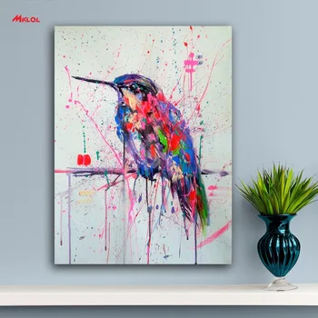 Veľké Nástenné Art Vták V Ružovej Dážď Plátno, Maľovanie Na Obývacia Izba Domáce Dekorácie Olejomaľba Na Plátne Nástenné Maľby Bez Rámu