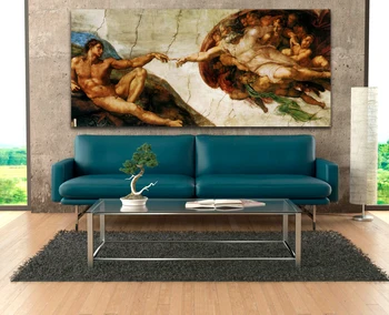 Veľké Plátno, Vytlačí olejomaľby od Michelangela (Adam) známeho diela vytlačené na plátno na stenu