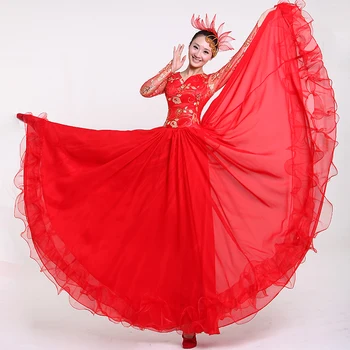 Veľké Šaty Žien Zbor Kostým Lady Fáze Tanečné Šaty s pokrývku hlavy Červená Národný Kostým Dievča Výkon Oblečenie 16