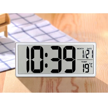 Veľký LCD Displej Digitálne Nástenné Hodiny s Kickout Stojan na Stôl Zobrazenie Teploty Dátum Spánok, Budík Napájaný z Batérií