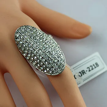 Veľký oválny striebro hliníkový krúžok prehnané módne šperky úplný súbor crystal ženy strany krúžok nové produkty doprava zdarma SADY