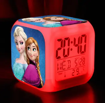 Veľmi Roztomilý Dora budíky,Svietiace LED Zmena Farby Digitálne budíky Pre deti izba Multifunkčné budík