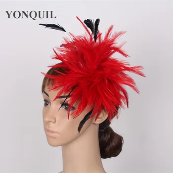 Viac farieb pierko headpiece vysokej kvality fascinator klobúky s pierko strany sponky do vlasov pekné svadobné vlasy príslušenstvo FS04