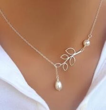 Viacnásobný výber perlový náhrdelník prívesok módne strieborné listy Imitácia Perly kvapky kríž náhrdelník ženy šperky darček strany