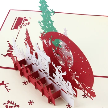Vianočné 3D Pohľadnice Pop-Up Saniach Santa Jeleň Valentine, Veľkonočné Darčeky Nové
