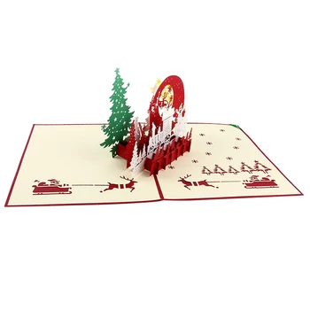 Vianočné 3D Pohľadnice Pop-Up Saniach Santa Jeleň Valentine, Veľkonočné Darčeky Nové