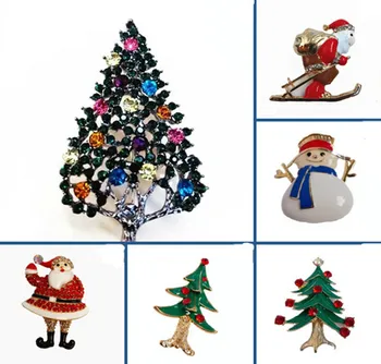 Vianočné Crystal Brošňa Veselé Vianoce Strom Santa Claus Snehuliak Darček Kolíky