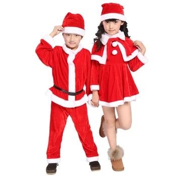 Vianočné Dieťa Girsl Šaty Chlapci Nový Rok Oblečenie Set sa Santa Claus Cosplay Kostýmy Deti Xmas Party Šaty s Klobúkom