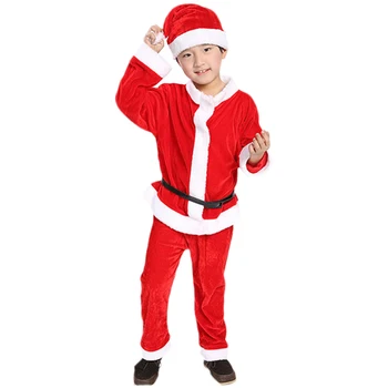 Vianočné Dieťa Girsl Šaty Chlapci Nový Rok Oblečenie Set sa Santa Claus Cosplay Kostýmy Deti Xmas Party Šaty s Klobúkom